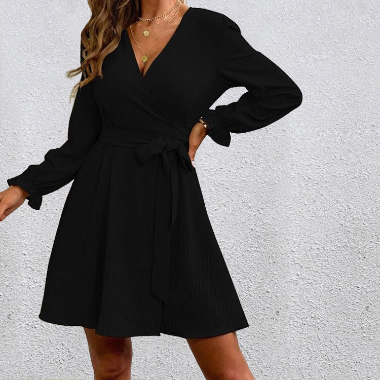 Bell Sequel Sleeve Tie Dress Black
