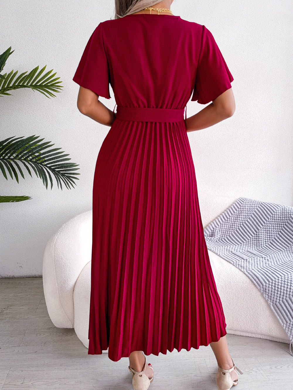 Pleated Marlene Wrap Midi Dress