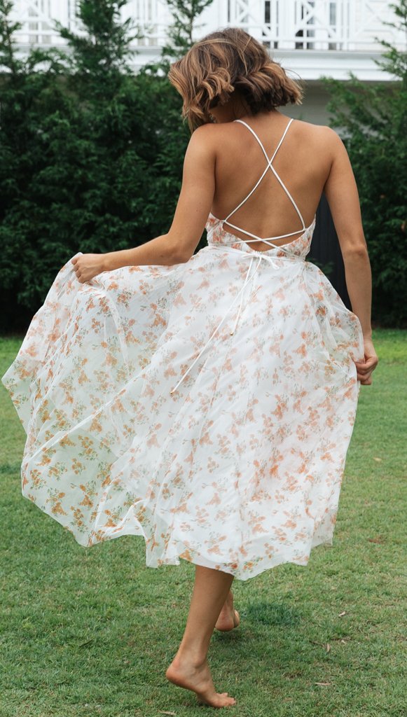 Melancholy Bloom Smocked Midi Dress