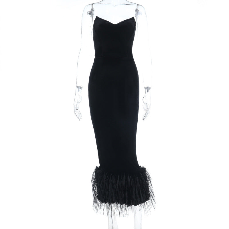Autumn Maxi Dress Dress Fully Managed Furry Pointed Tube Top Dress