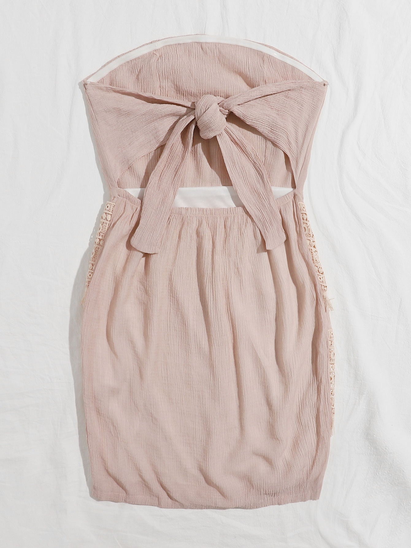 Shoulder Off Tie Back Schiffy Dress