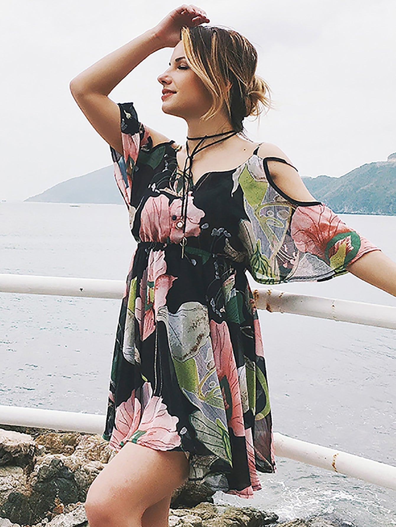 Off shoulder Bloom Printed dress