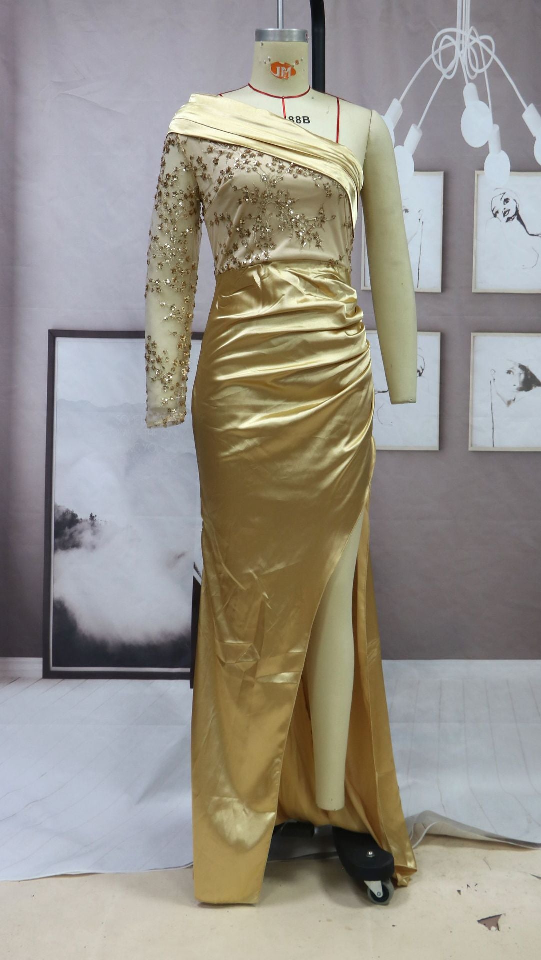 Kissnovaa - One-shoulder Sequin splicing Cocktail Dresses