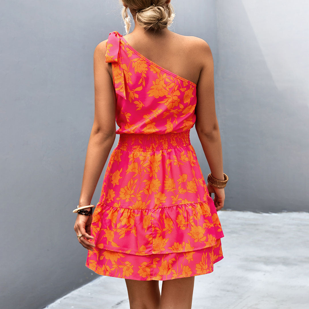 Chic Manuela One Shoulder Mini Dress Evening Wear Edit