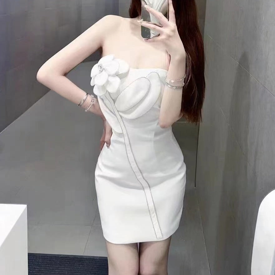 Paloma Rhinestone Flower Embellished Mini Dress