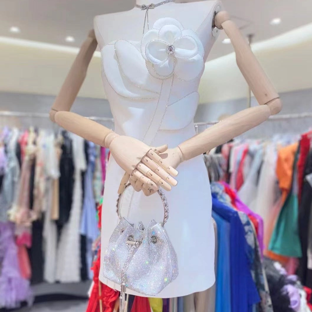 Paloma Rhinestone Flower Embellished Mini Dress