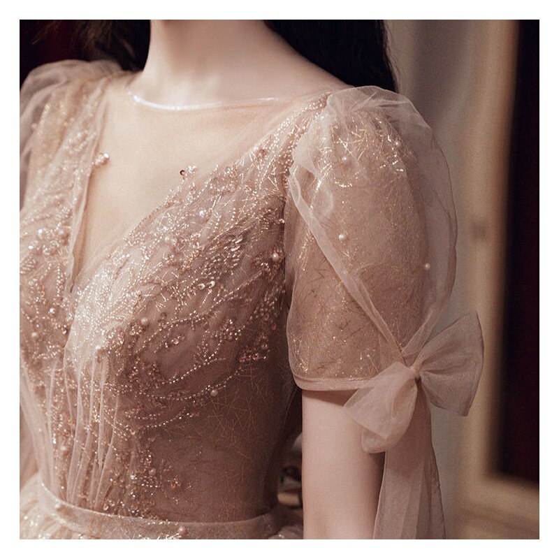 Kissnovaa - Pearls Beading Tulle Party Dresses