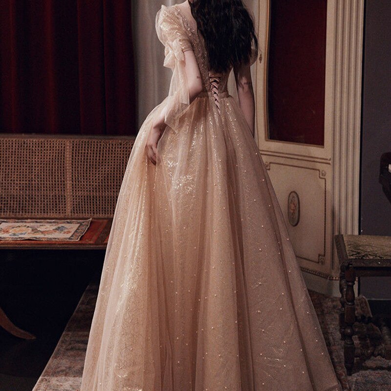 Kissnovaa - Pearls Beading Tulle Party Dresses