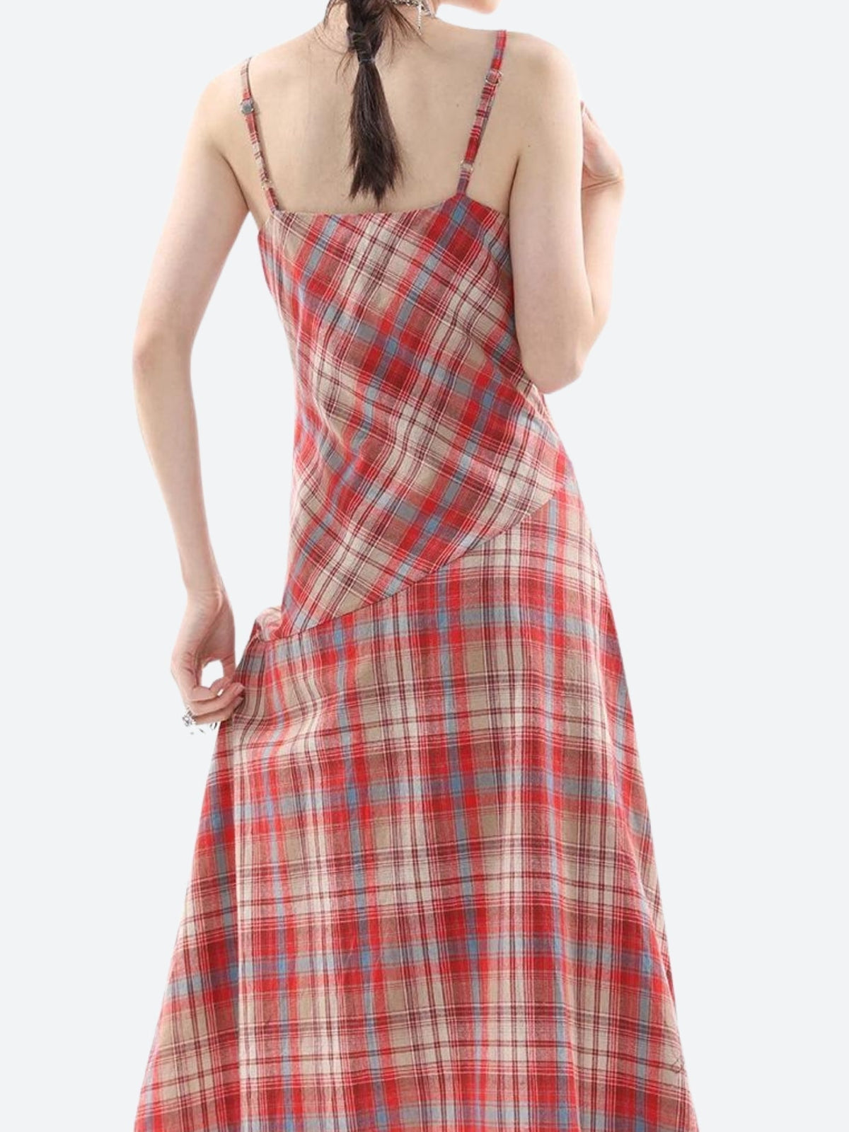 Lace Plaid Midi Dress