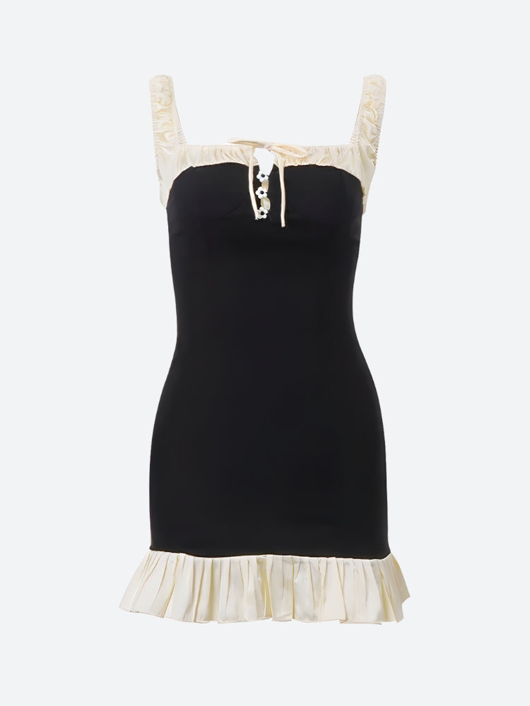 Hem Pleated Mini Dress