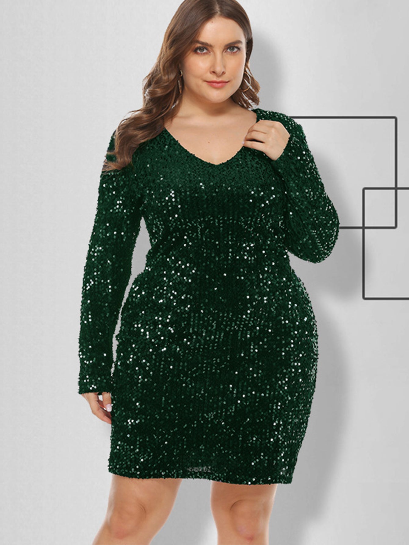 Size Plus Sequins Glitter Bodycon Dress