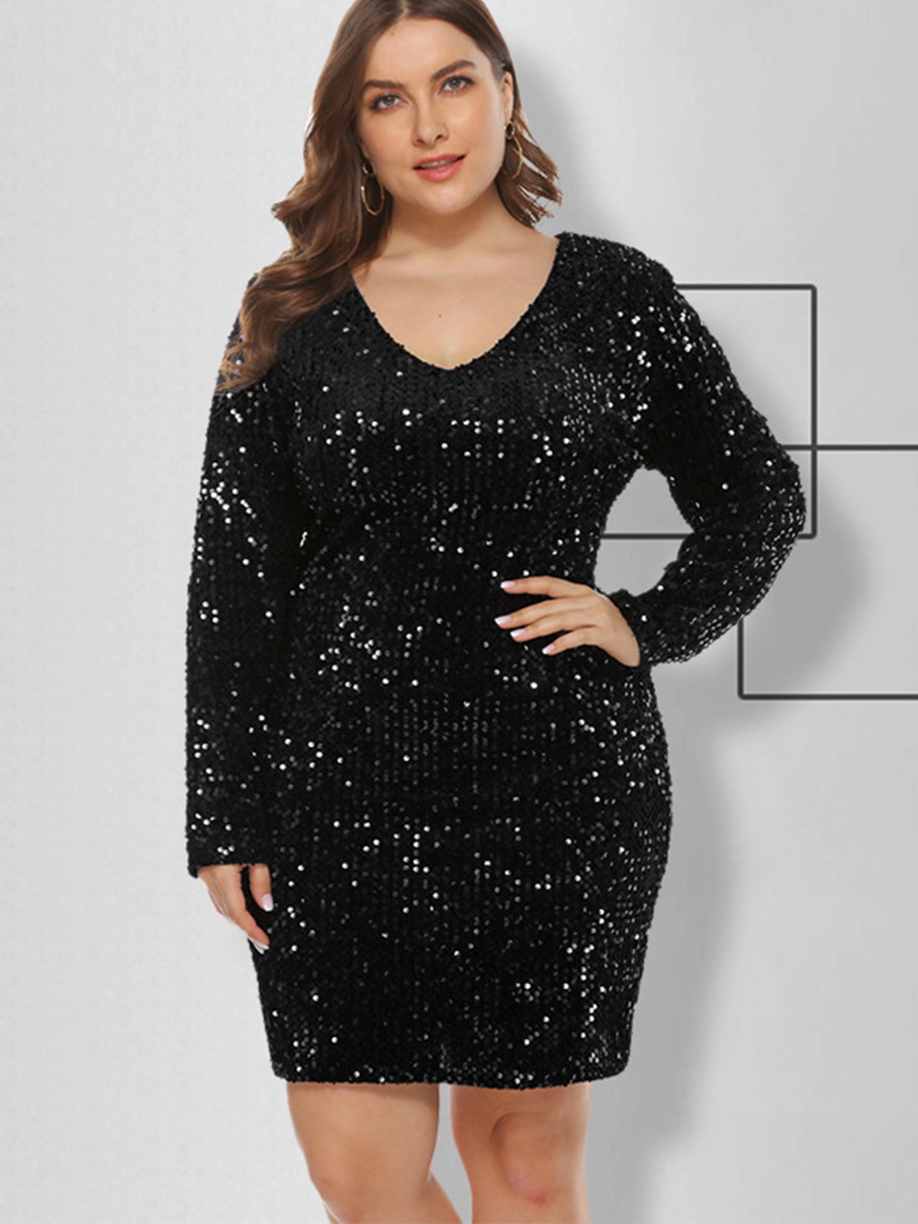 Size Plus Sequins Glitter Bodycon Dress