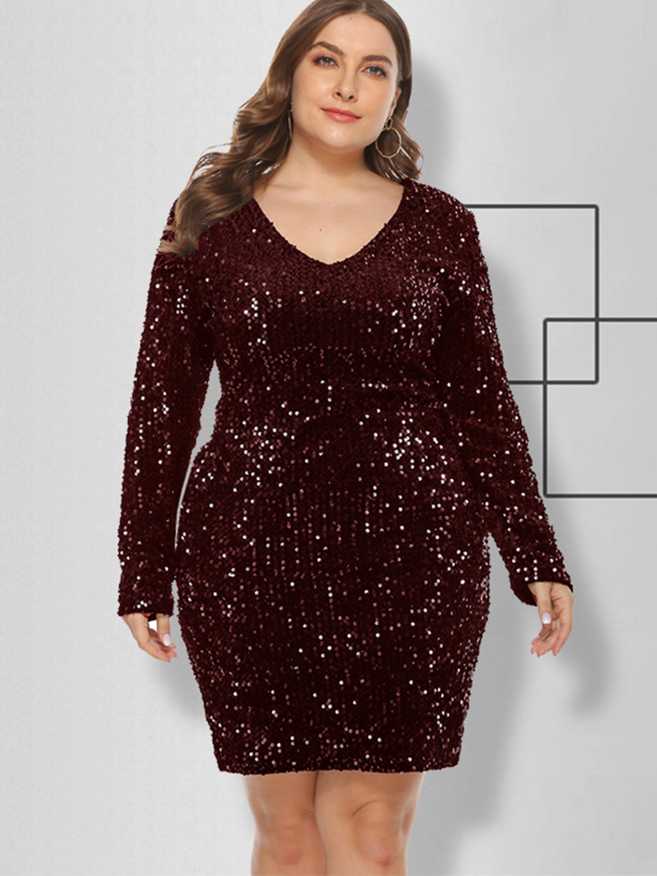 Size Plus Sequins Glitter Bodycon Dress