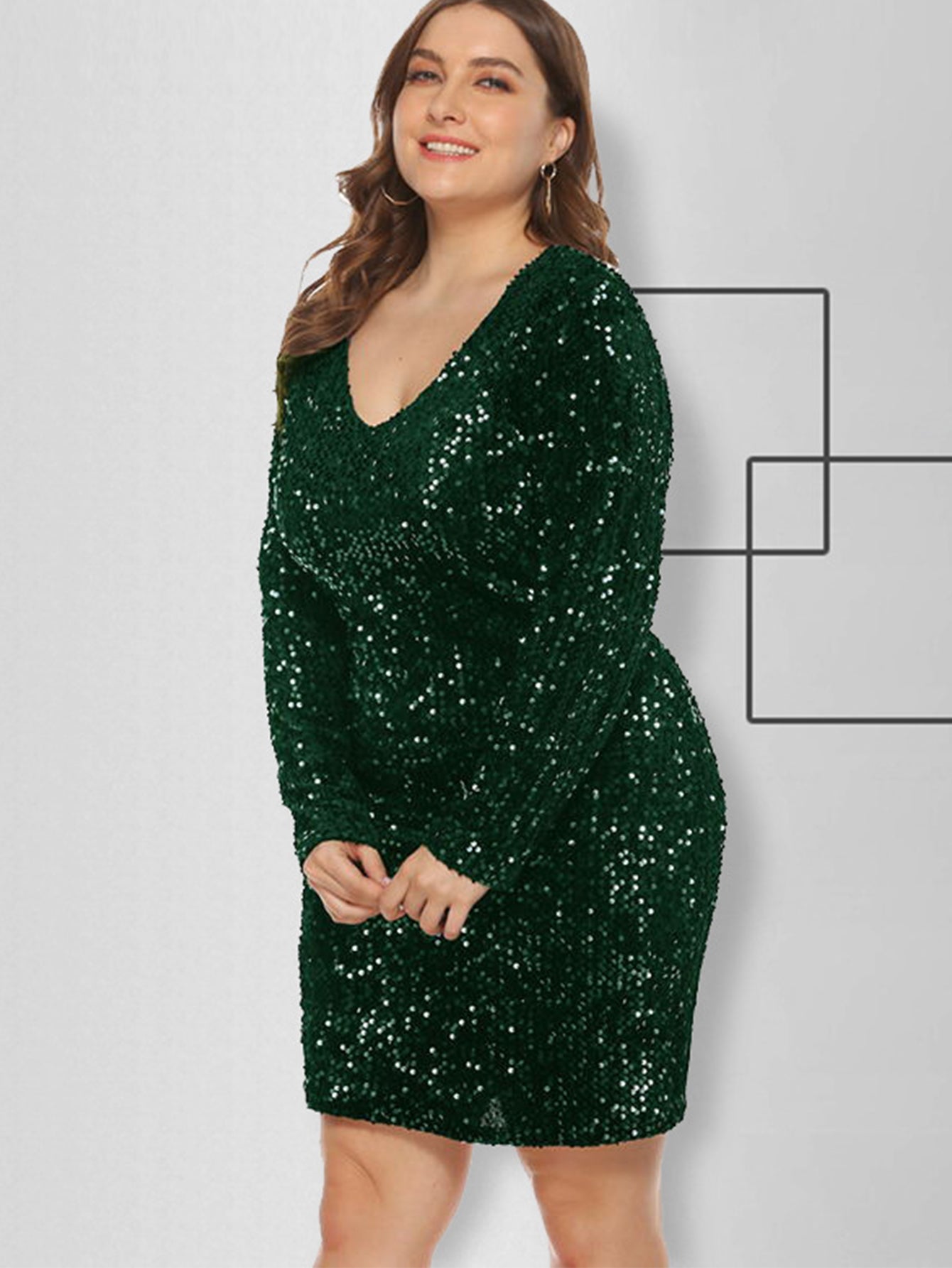 Size Plus Sequins Glitter Bodycon Dress