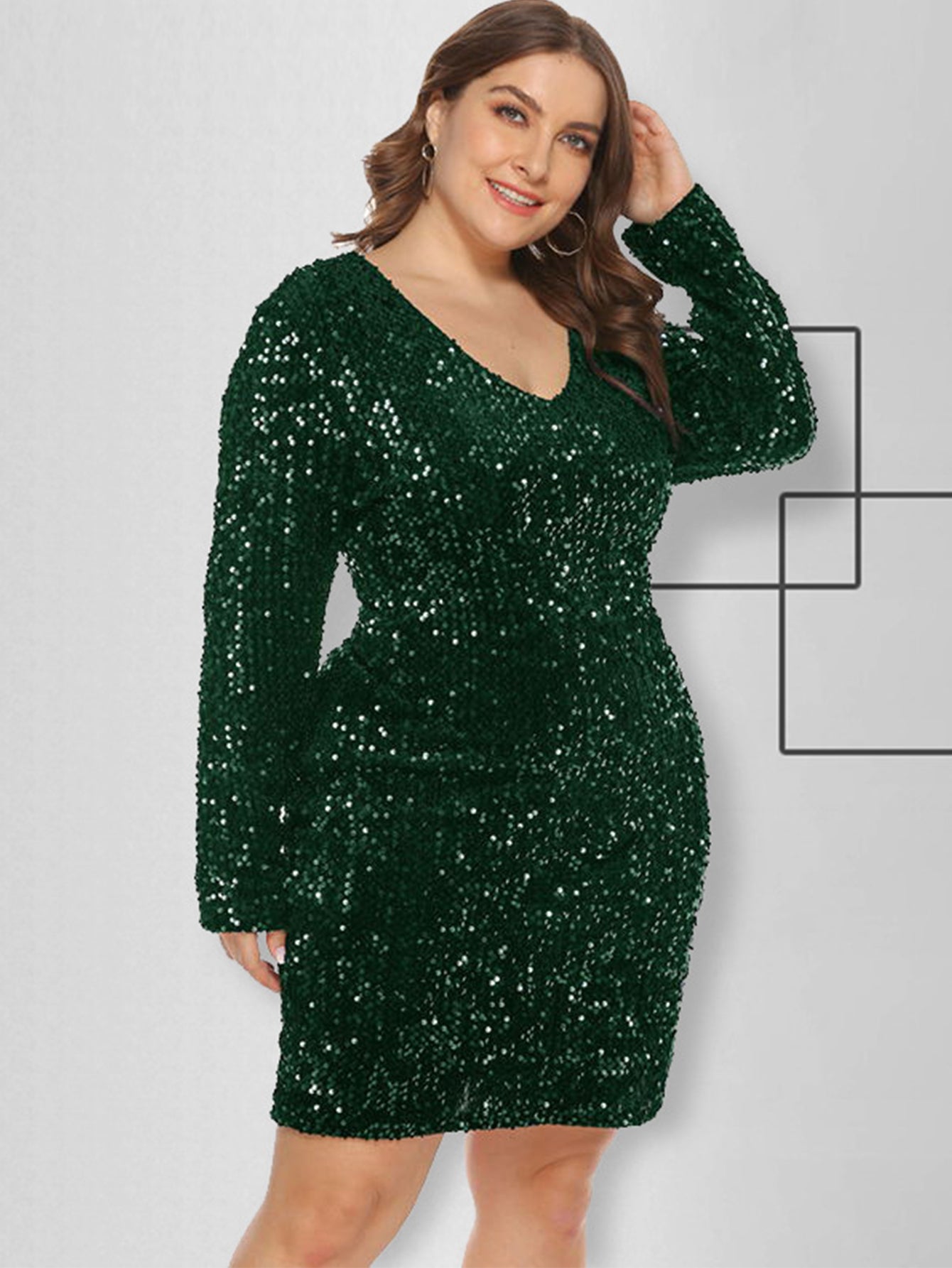 Size Plus Sequins Glitter Bodycon Dress