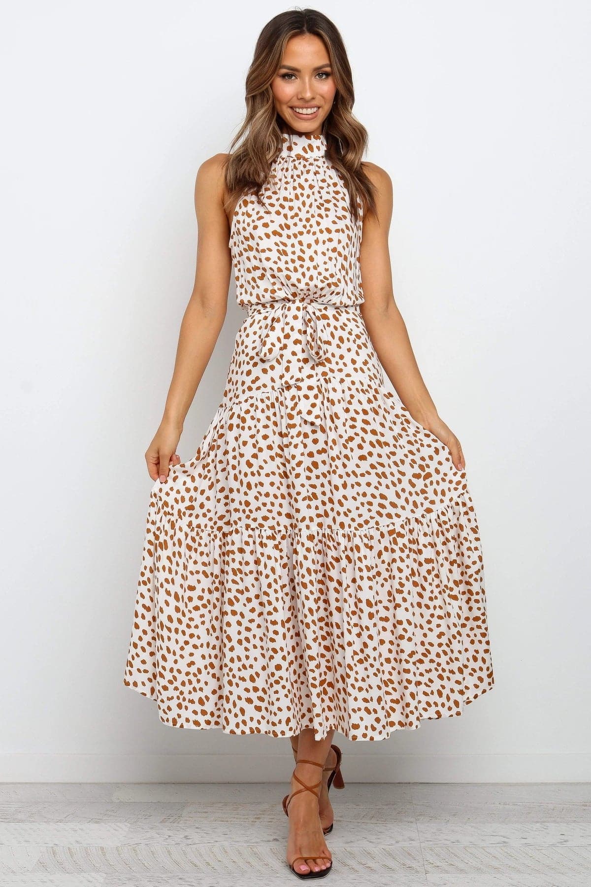 Polka Dot Print Women Bohemian Maxi Dress