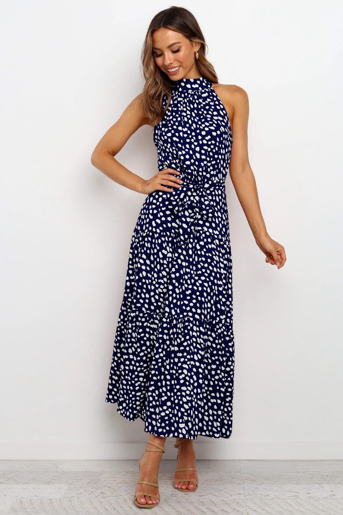 Polka Dot Print Women Bohemian Maxi Dress