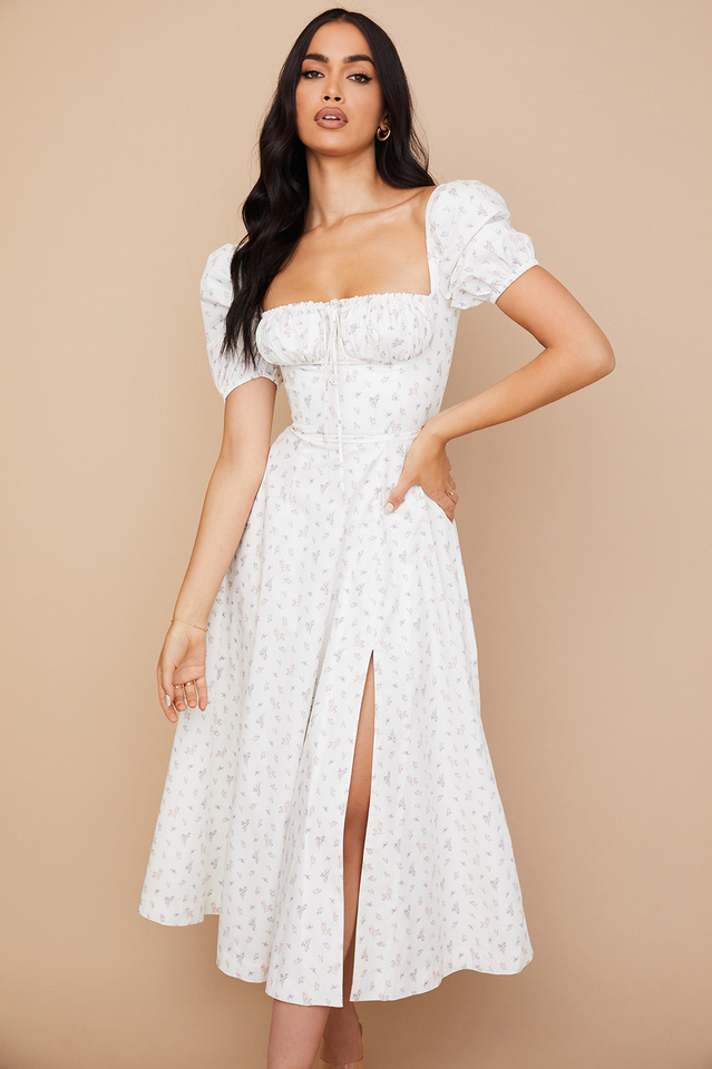 Tallulah Bloom Puff Sleeve Midi Dress