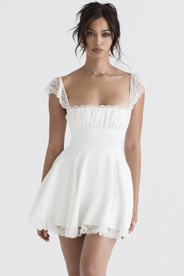 A-Line Lace Mini Dress