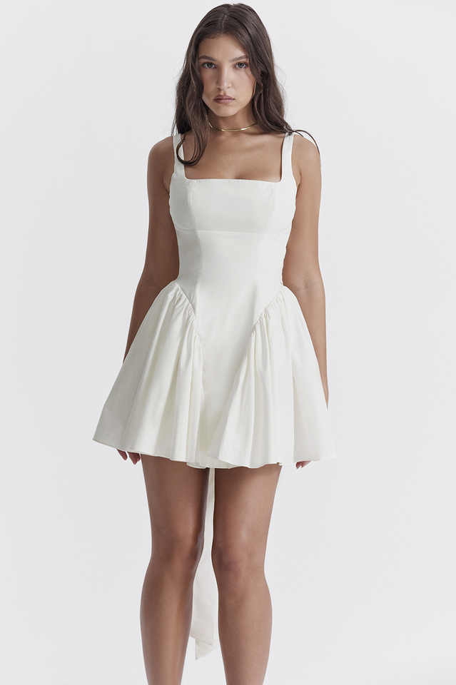 Ivory Florianne Bow Mini Dress