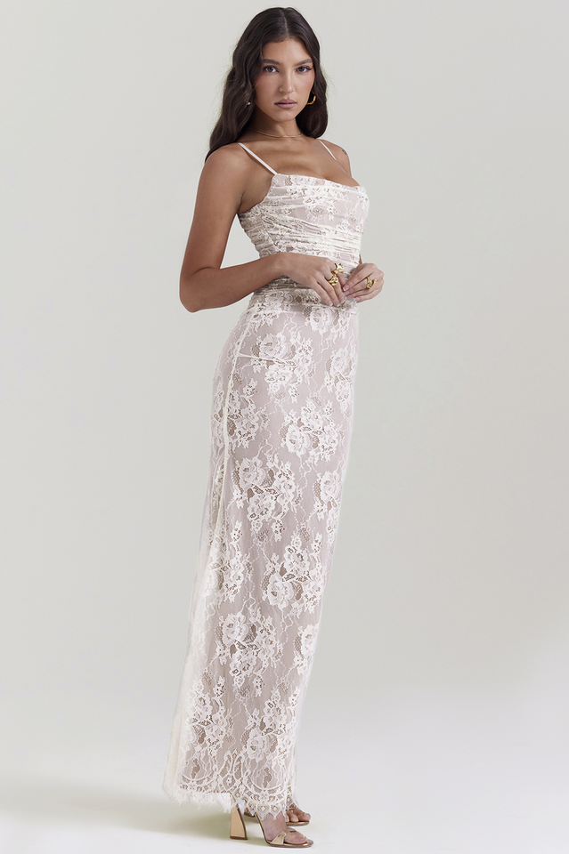 Timeless Cream White Lace Maxi Dress