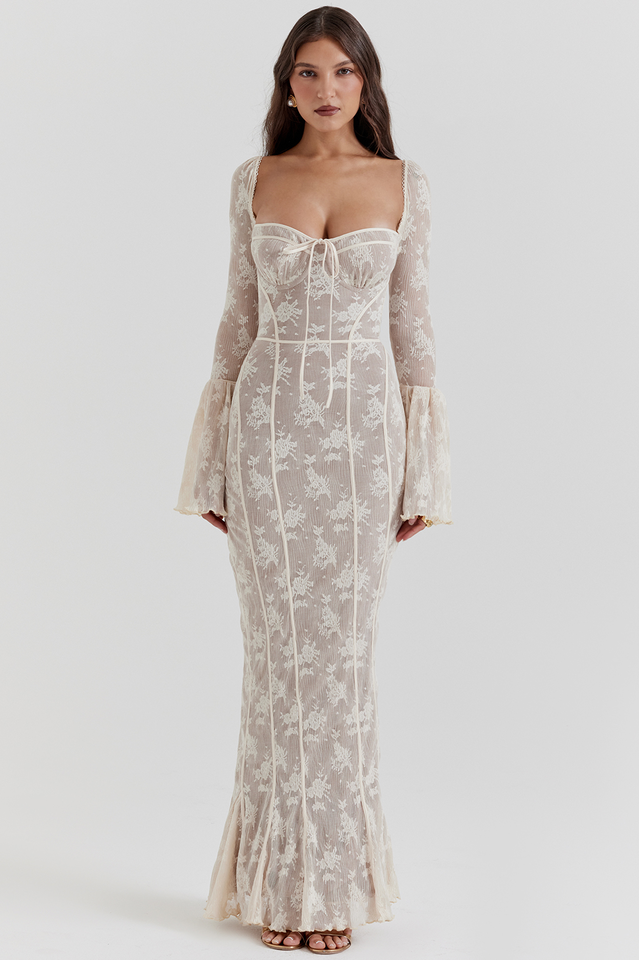 Delilah Timeless Cream Lace Maxi Dress