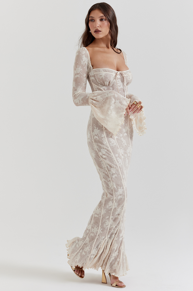 Delilah Classic Cream Lace Maxi Dress