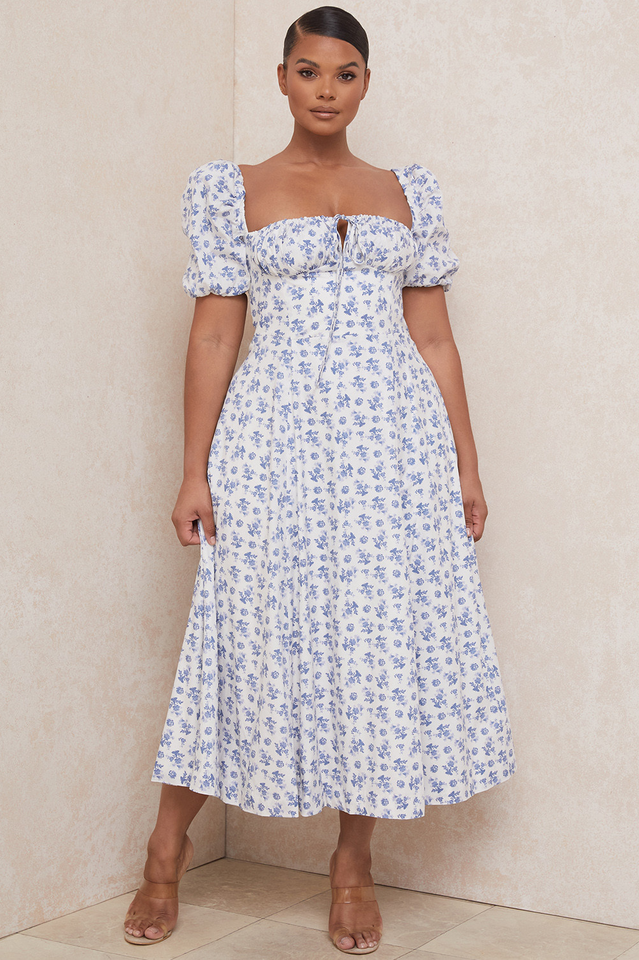 Tallulah Bloom Puff Sleeve Midi Dress