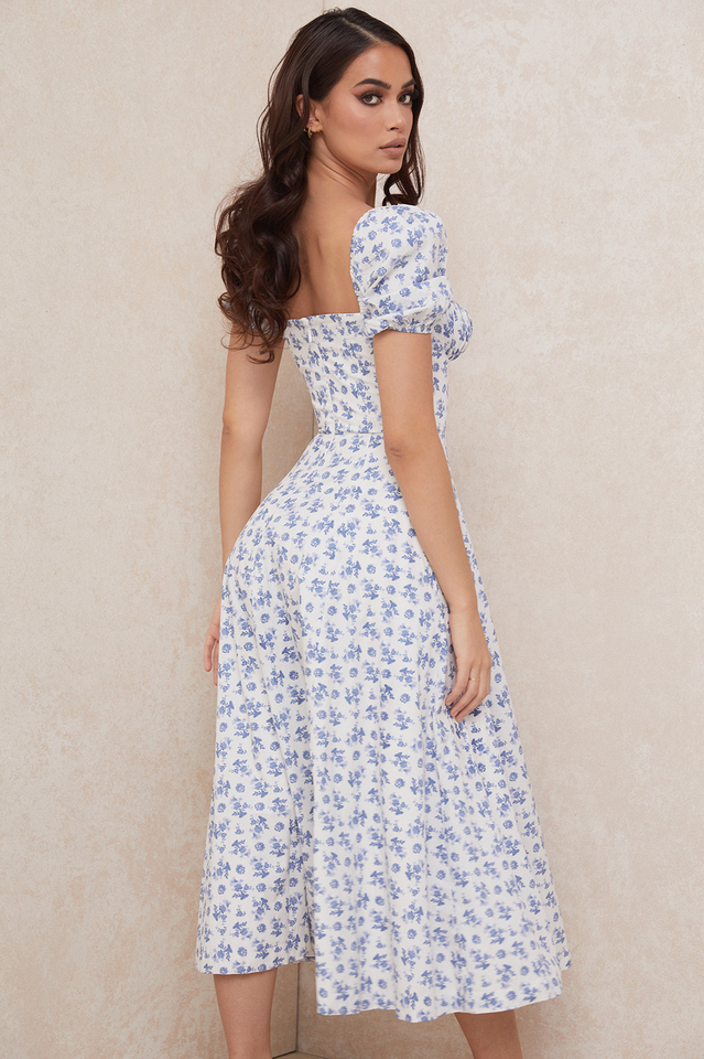 Tallulah Bloom Puff Sleeve Midi Dress