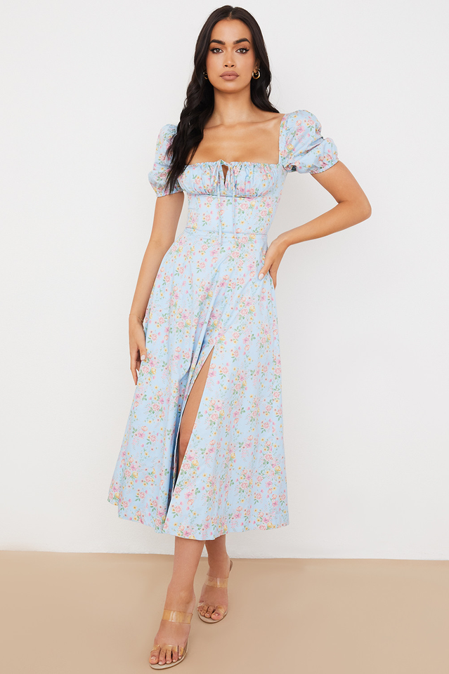 Tallulah Bloom Puff Sleeve Midi Dress