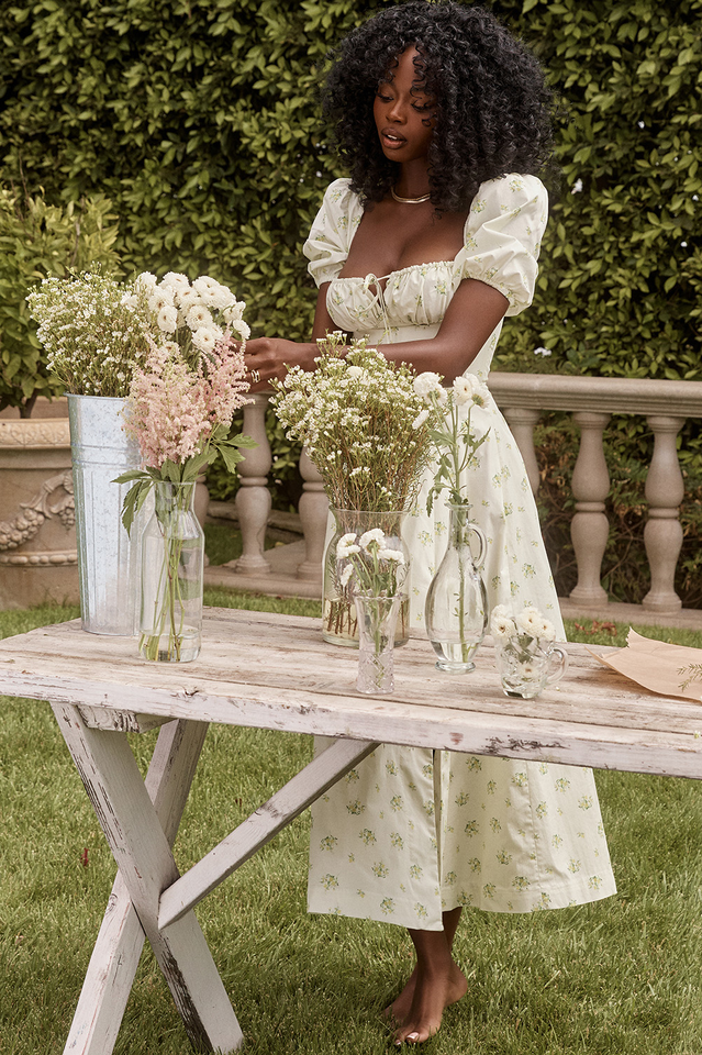 Tallulah Bloom Puff Sleeve Midi Dress