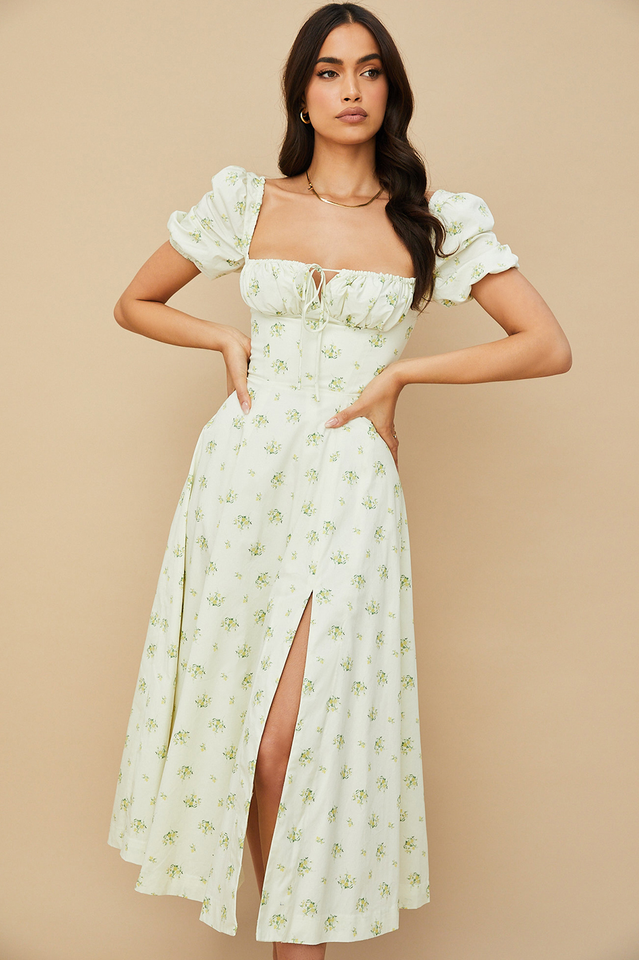 Tallulah Bloom Puff Sleeve Midi Dress