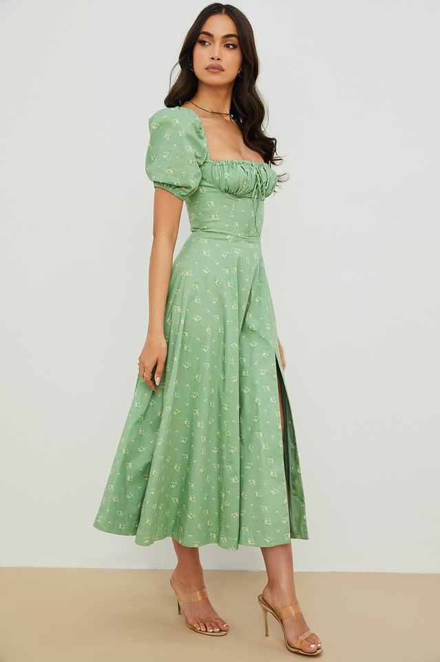Tallulah Bloom Puff Sleeve Midi Dress