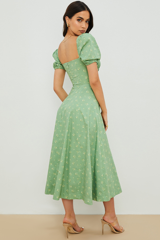 Tallulah Bloom Puff Sleeve Midi Dress