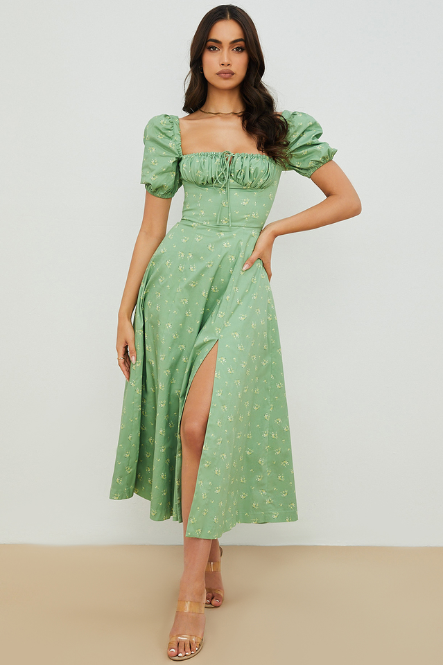 Tallulah Bloom Puff Sleeve Midi Dress