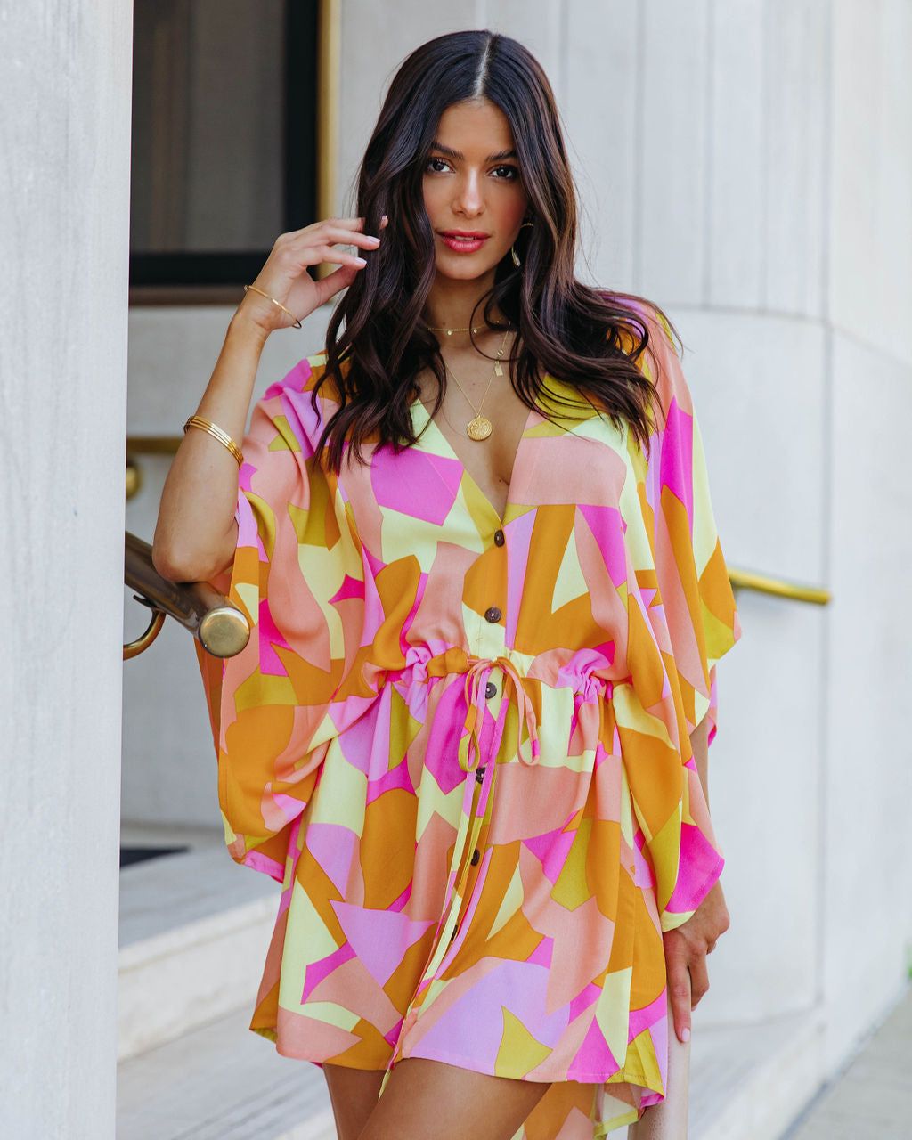 Adjustable Righteous Printed Kimono Dress