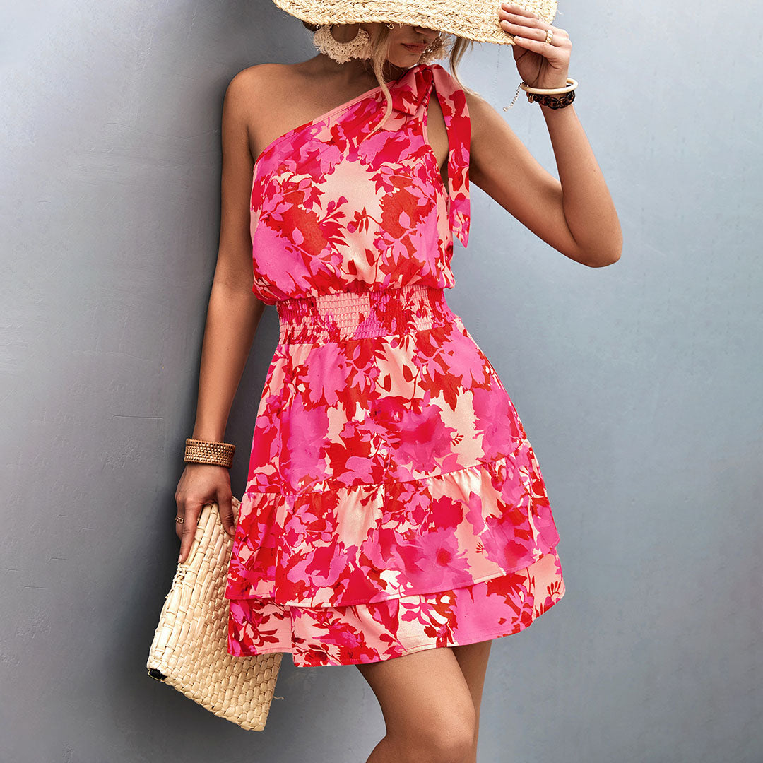 Chic Manuela One Shoulder Mini Dress Evening Wear Edit