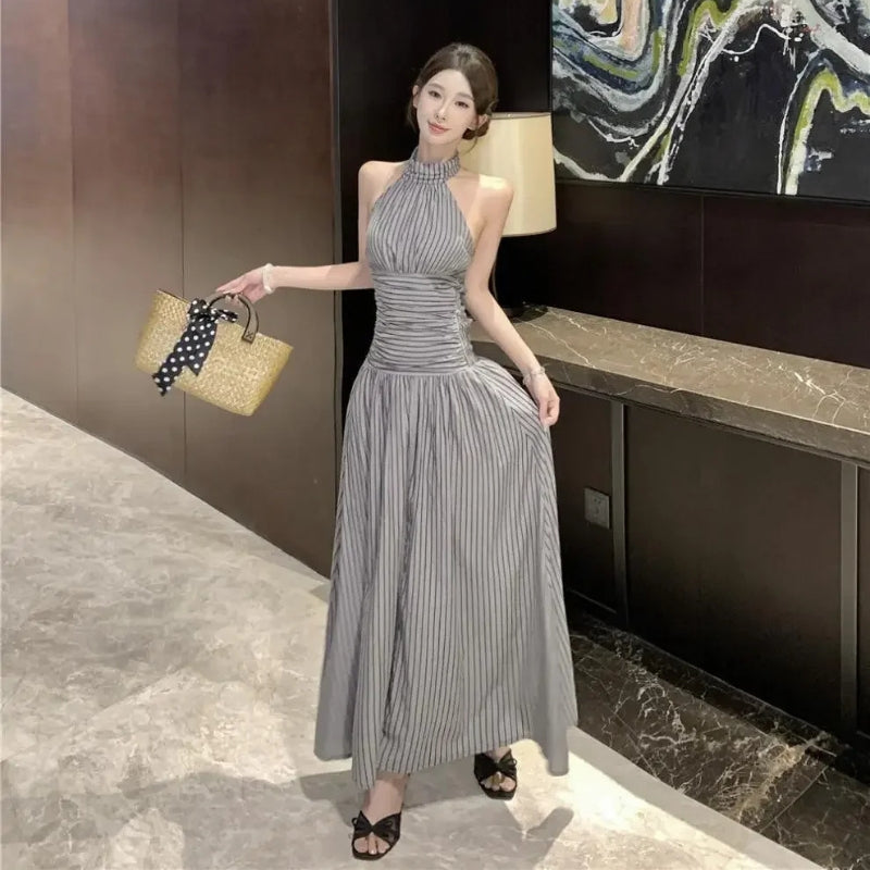 Halter Ruched Midi Dress