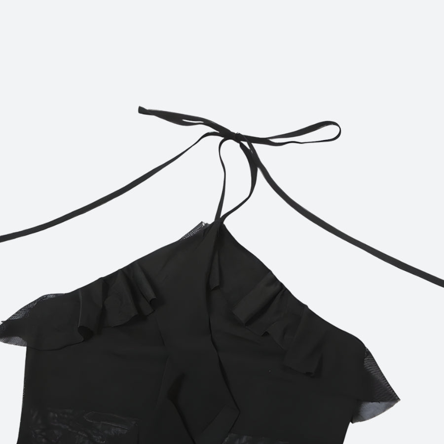 Halter Ruffled Neck Mini Dress