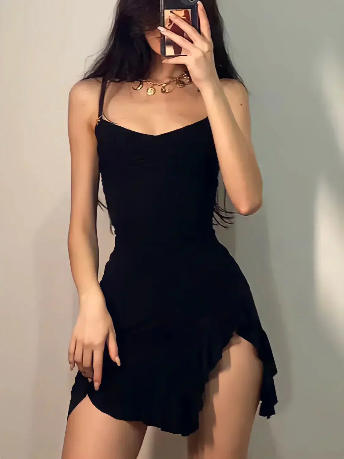 Slit Ruffled Bodycon Mini Dress