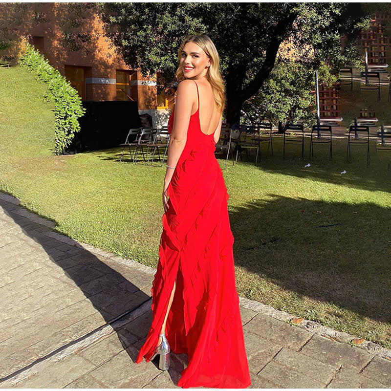 Chic Deep V Neck Maxi Dress