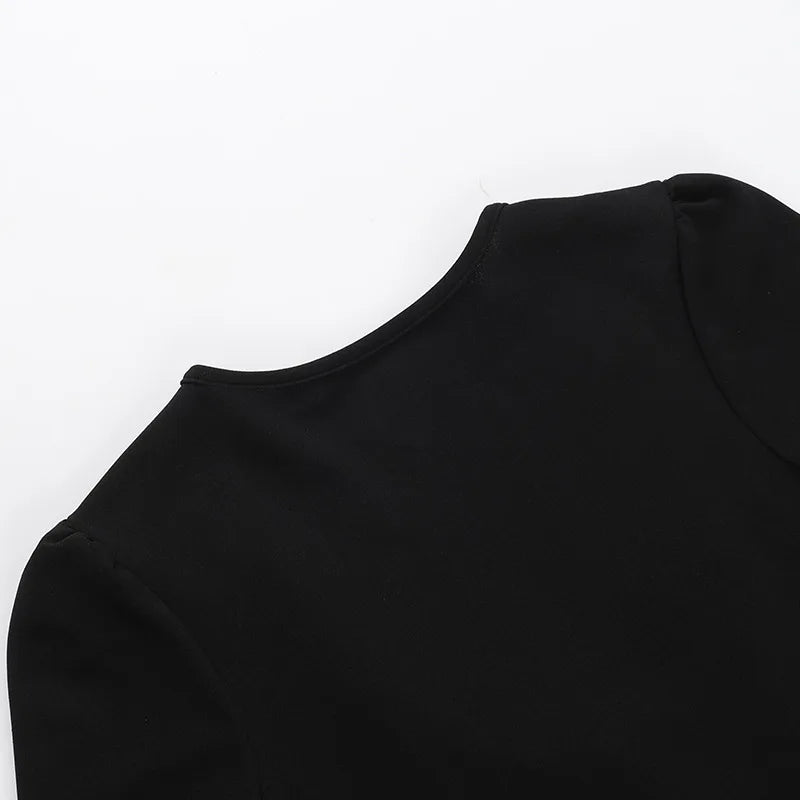 Sexy Low Cut Long Sleeve Pleated Mini Dress Women Graceful Wrap Waist Slim Party Vestido Spring Fall Harajuku Y2K Clothes