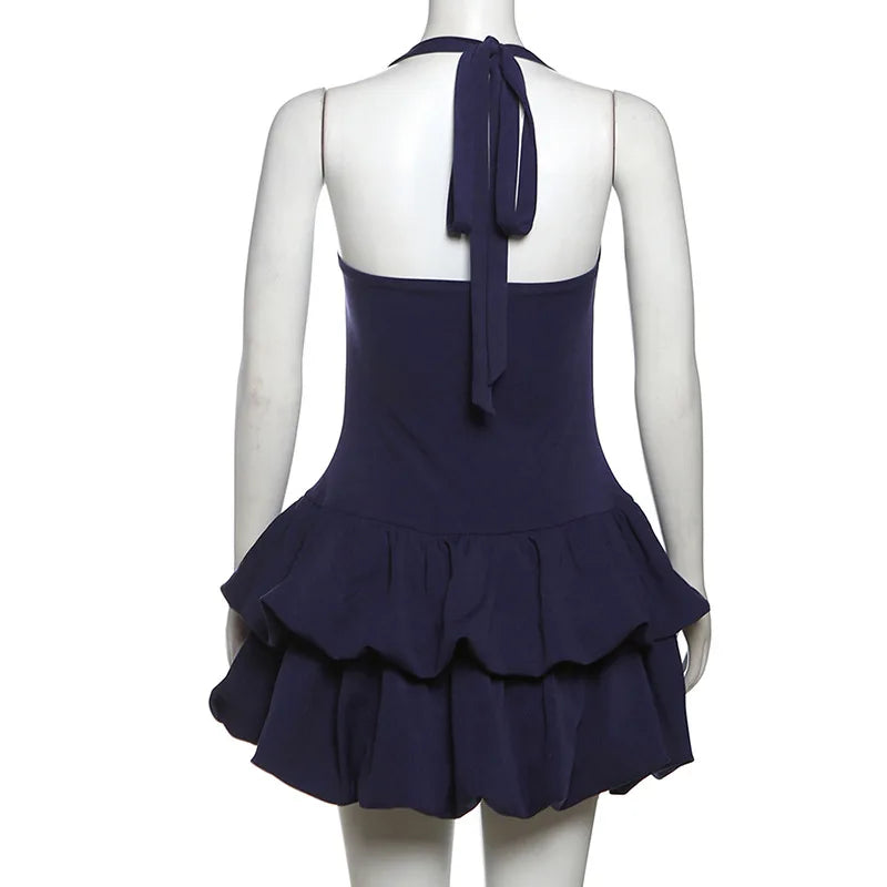 Attractive Backless Spring Mini Dress Women Square Collar Patchwork Bandeau Fashion Solid 2025 Dress Female Bodycon Dress
