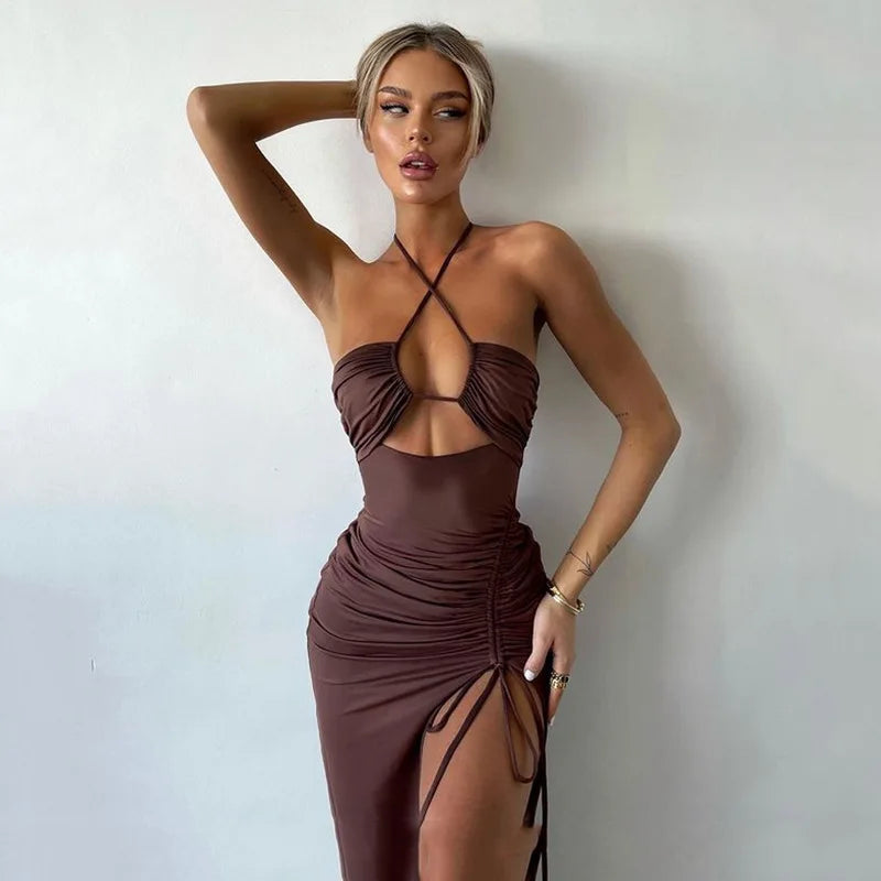 Backless Sleeveless Slim Midi Dress