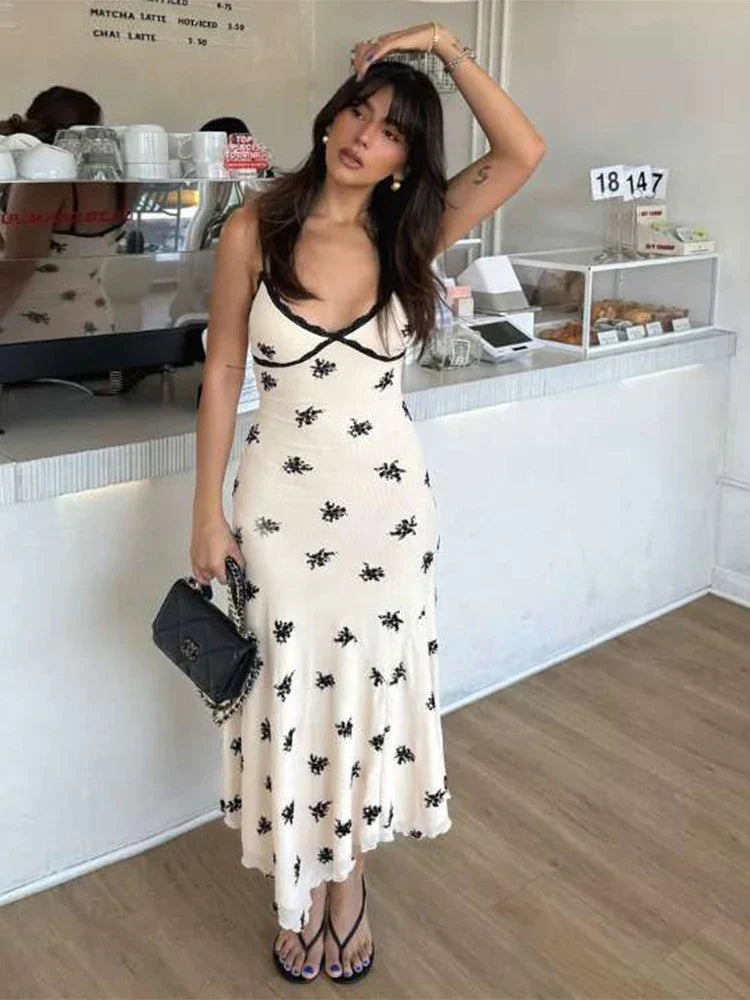 Print Irregular Panel Midi Dress