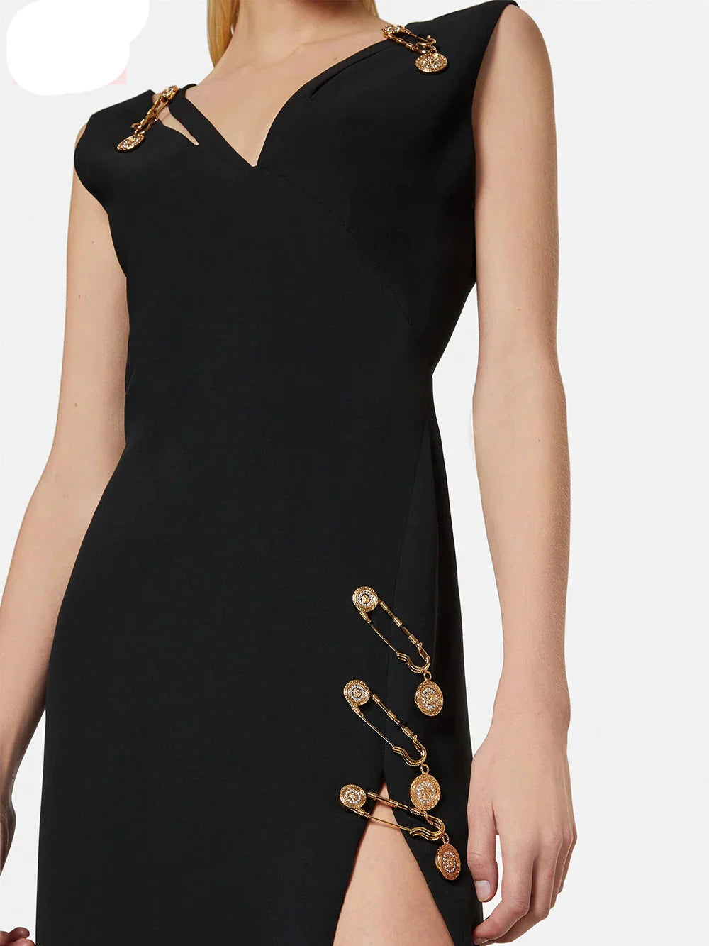 V Sleeveless Neck Bandage Long Dress