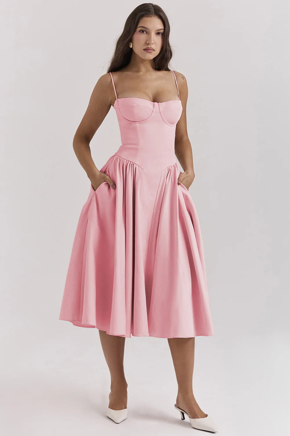 | Nina Sleeveless Corset Midi Dress