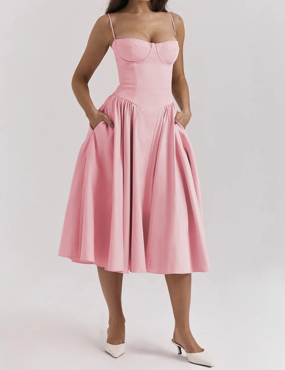 Sleeveless Carolyn Corset Midi Dress