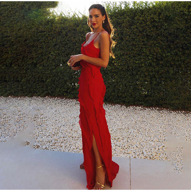 Chic Deep V Neck Maxi Dress