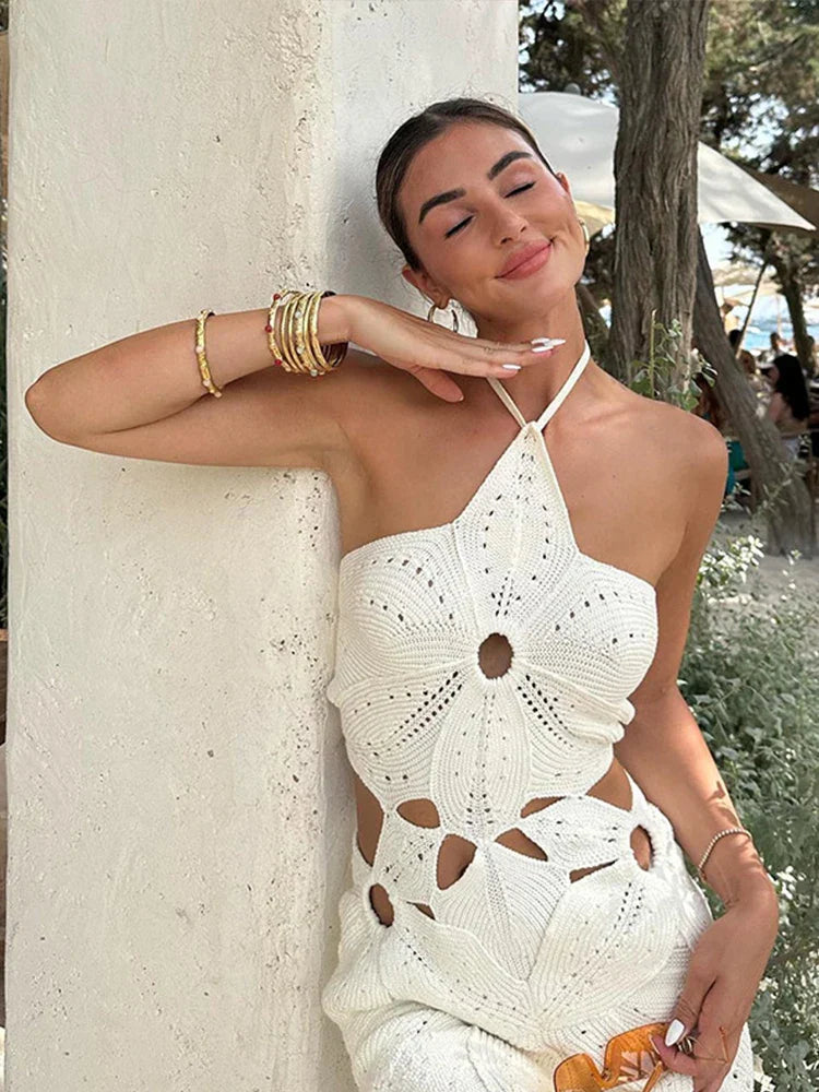 Knitted Hollow Slim Beach Gothic Mini Dress